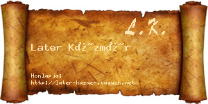 Later Kázmér névjegykártya